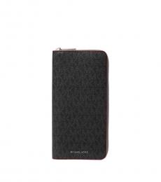 Michael Kors Black-Crimson Logo Zip-Around Wallet