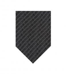 Roberto Cavalli Grey Signature Embroidery Tie