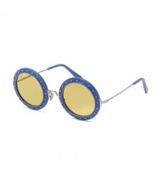 Yellow Blue Studs Round Sunglasses
