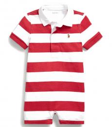 Ralph Lauren Baby Boys Sunrise Red Striped Rugby Shortall