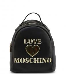 Love Moschino Black Embossed Logo Small Backpack
