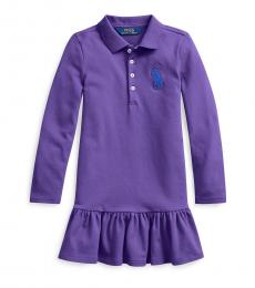 Ralph Lauren Little Girls Purple Big Pony Mesh Polo Dress