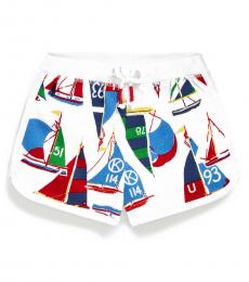 Ralph Lauren Baby Girls White Nautical Terry Shorts