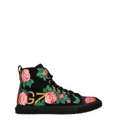 Black Blabber Floral High Sneakers