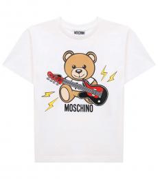 Moschino Boys White Teddy Logo Print T-Shirt