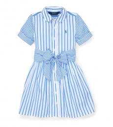 Ralph Lauren Little Girls Blue Striped Shirtdress
