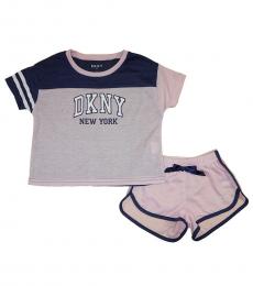 DKNY 2 Piece T-Shirt/Shorts Set (Little Girls)