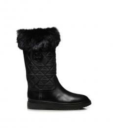 Tory Burch Black Fur Joey Boots