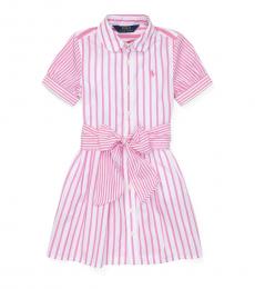 Ralph Lauren Little Girls Pink Striped Shirtdress