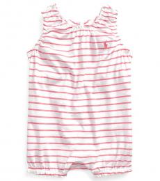 Ralph Lauren Baby Girls Lauren Pink Striped Bubble Shortall