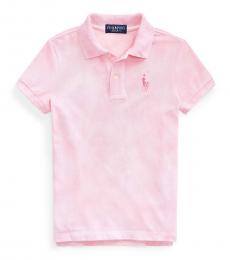 Ralph Lauren Girls Pink Space Dye Mesh Polo