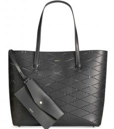 DKNY Black Marley Diamond-Perforated Large Tote