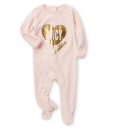 Juicy Couture Baby Girls Rose Foil Heart Logo Footie