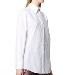 Dolce & Gabbana White Curved Hemline Cotton Shirt