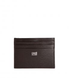 Cavalli Class Brown Textured Leather Card Holder
