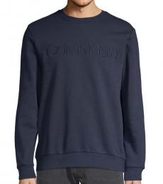 Calvin Klein Navy Logo Cotton-Blend Sweatshirt