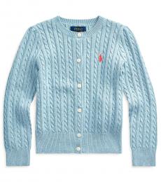 Ralph Lauren Little Girls Modern Blue Cable-Knit Cardigan