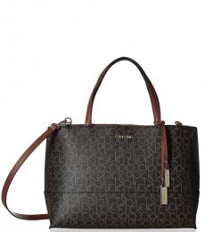 Calvin Klein Brown Luggage Signature Large Satchel