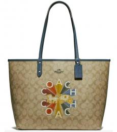 Coach Light Khaki Denim Radial Reversible Large Tote