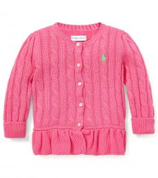 Ralph Lauren Baby Girls Pink Peplum Cardigan