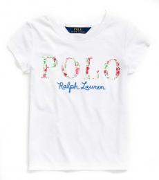 Ralph Lauren Little Girls White Logo T-Shirt