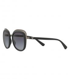 Emporio Armani Matte Black-Grey Round Sunglasses