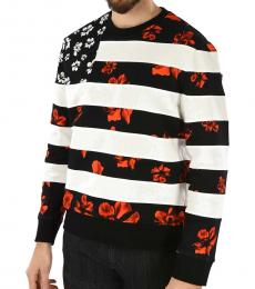 Neil Barrett Black White Floral Printed Sweatshirt