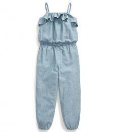 Ralph Lauren Little Girls Indigo Chambray Romper