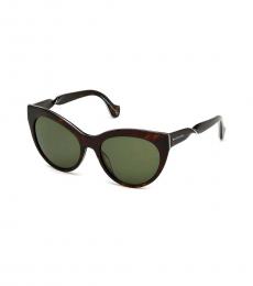 Balenciaga Dark Havana-Green Cat Eye Sunglasses