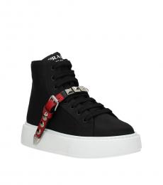 Prada Black Studded Strap Sneakers