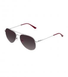 Silver-Violet Aviator Sunglasses
