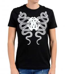 Roberto Cavalli Black Graphic Crewneck T-Shirt
