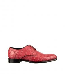 Dolce & Gabbana Pink Croc Print Lace Ups