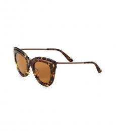 Bottega Veneta Brown Etched Cat Eye Sunglasses