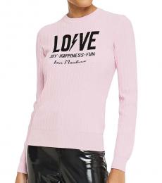 Love Moschino Baby Pink Jacquard And Ribbed-Knit Sweater