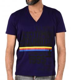 Dark Purple V-Neck Print Cool Fit T-Shirt