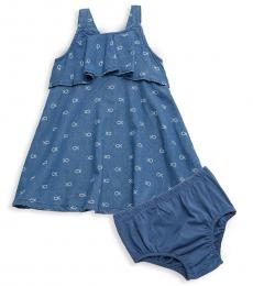 Baby Girls Blue Logo Dress