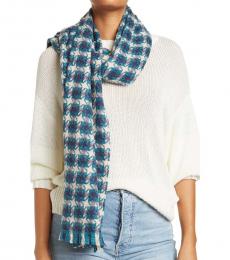 Blue Houndstooth Woven Scarf