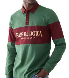 Green Long Sleeve Rugby Polo
