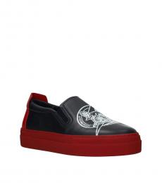 Emporio Armani Blue Cherry Leather Slip On Sneakers