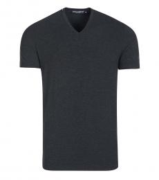 Dark Grey V-Neck Solid T-Shirt