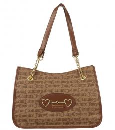 Juicy Couture Brown Heart To Heart Medium Tote