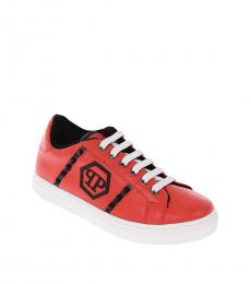 Philipp Plein Little Boy Red Side Studs Sneakers