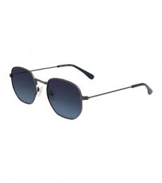 Blue Angular Round Sunglasses