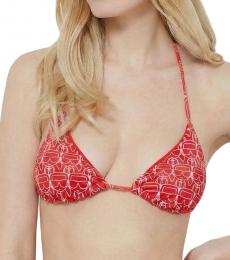 Karl Lagerfeld Red Printed Bikini Top