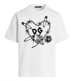Dolce & Gabbana White Cuore Spinoso T-Shirt