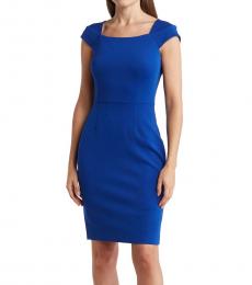 Calvin Klein Navy Blue Cap Sleeve Sheath Dress