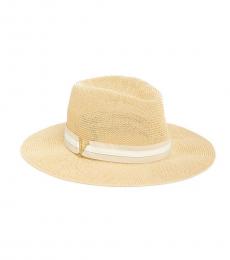 Vince Camuto Beige Grosgrain Band Panama Hat