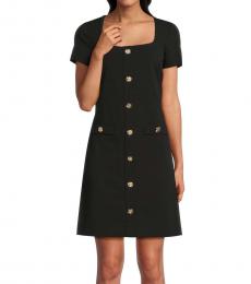 Karl Lagerfeld Black Square Neck Shirtdress
