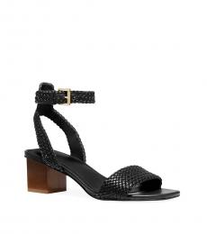 Michael Kors Black Petra Woven Ankle-Strap Heels